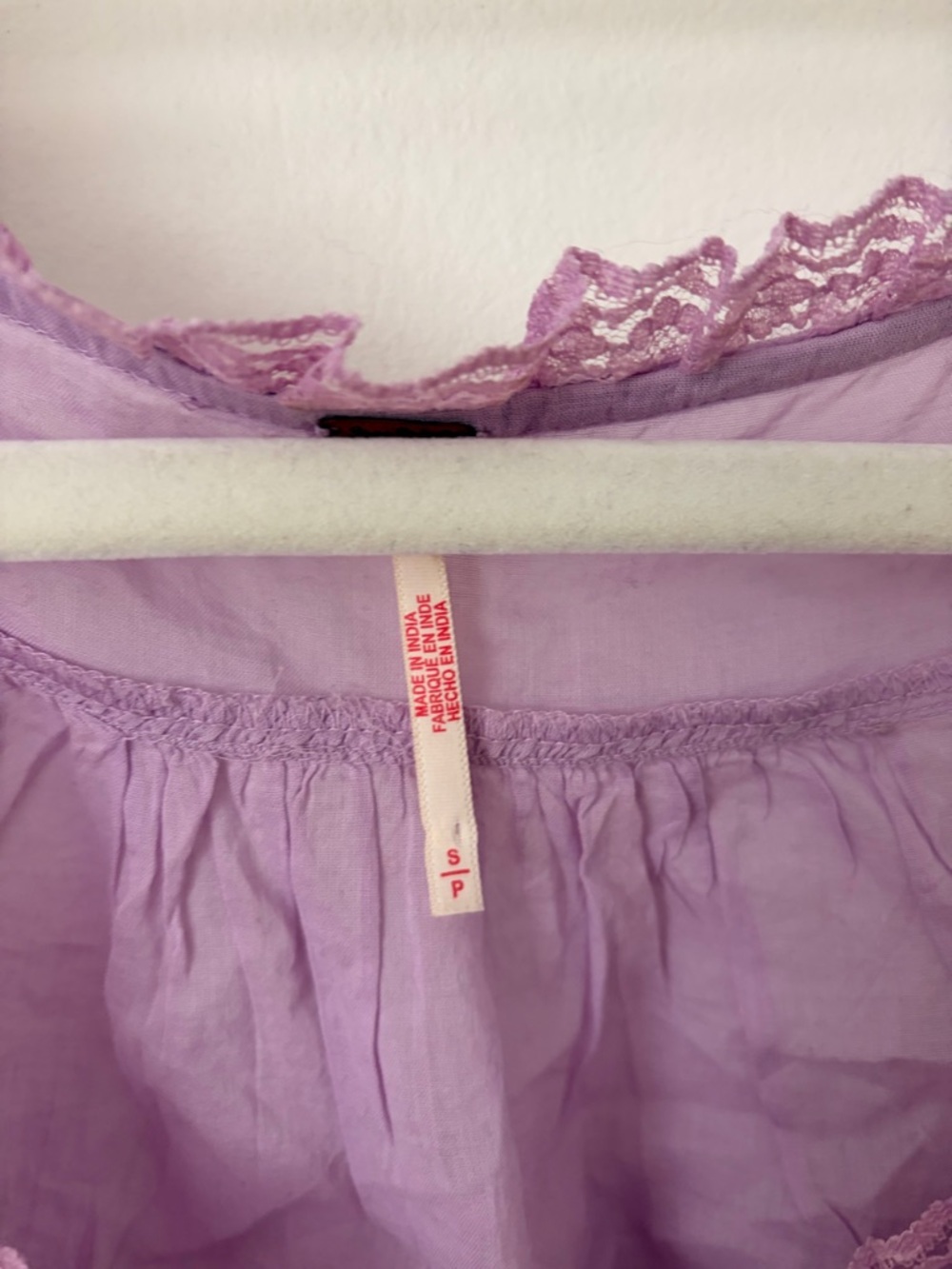 Free People Lavender Lace Trim Button Front Tank - Picture 3 of 3